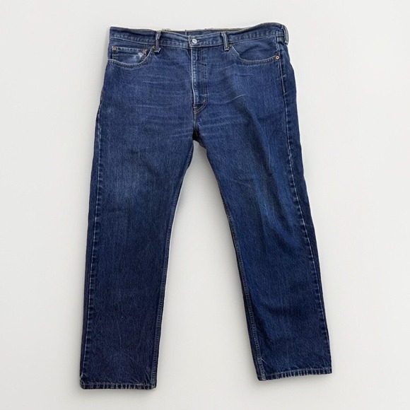 Levi's 505 Jeans Men's 42X32 (42x30) Straight Leg Dark High Rise Distressed - Picture 1 of 14